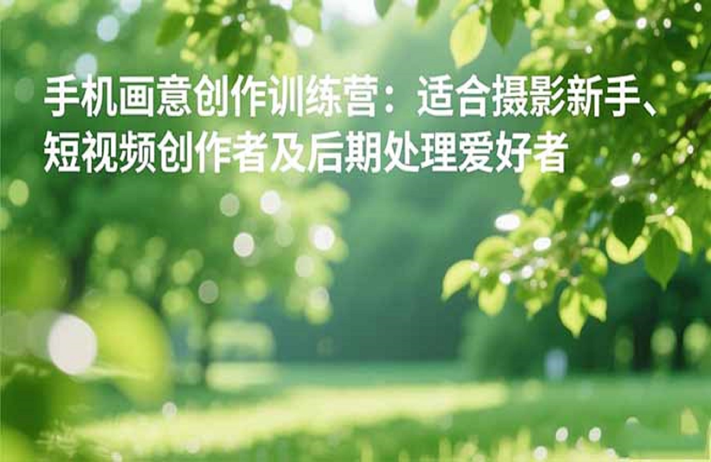 手机摄影之画意创作训练营：适合摄影新手、短视频创作者及后期处理爱好者-创课星球网-金维维的个人IP平台