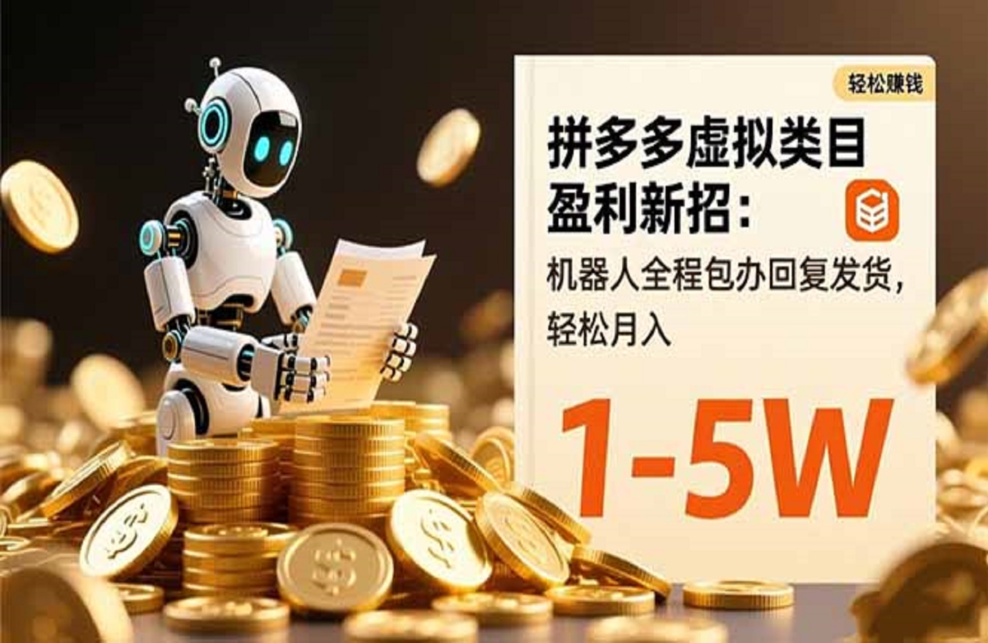 拼多多虚拟类目盈利新招：机器人全程包办回复发货，轻松月入 1-5W-创课星球网-金维维的个人IP平台