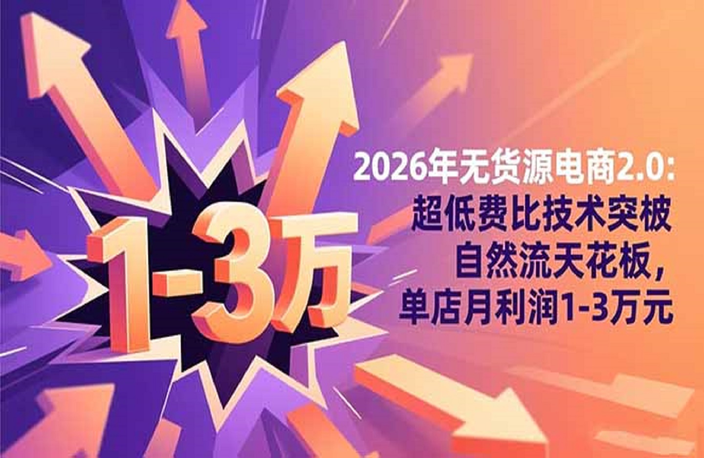 2026年无货源电商2.0【更新】:超低费比技术突破自然流天花板,单店月利润1-3万元-创课星球网-金维维的个人IP平台