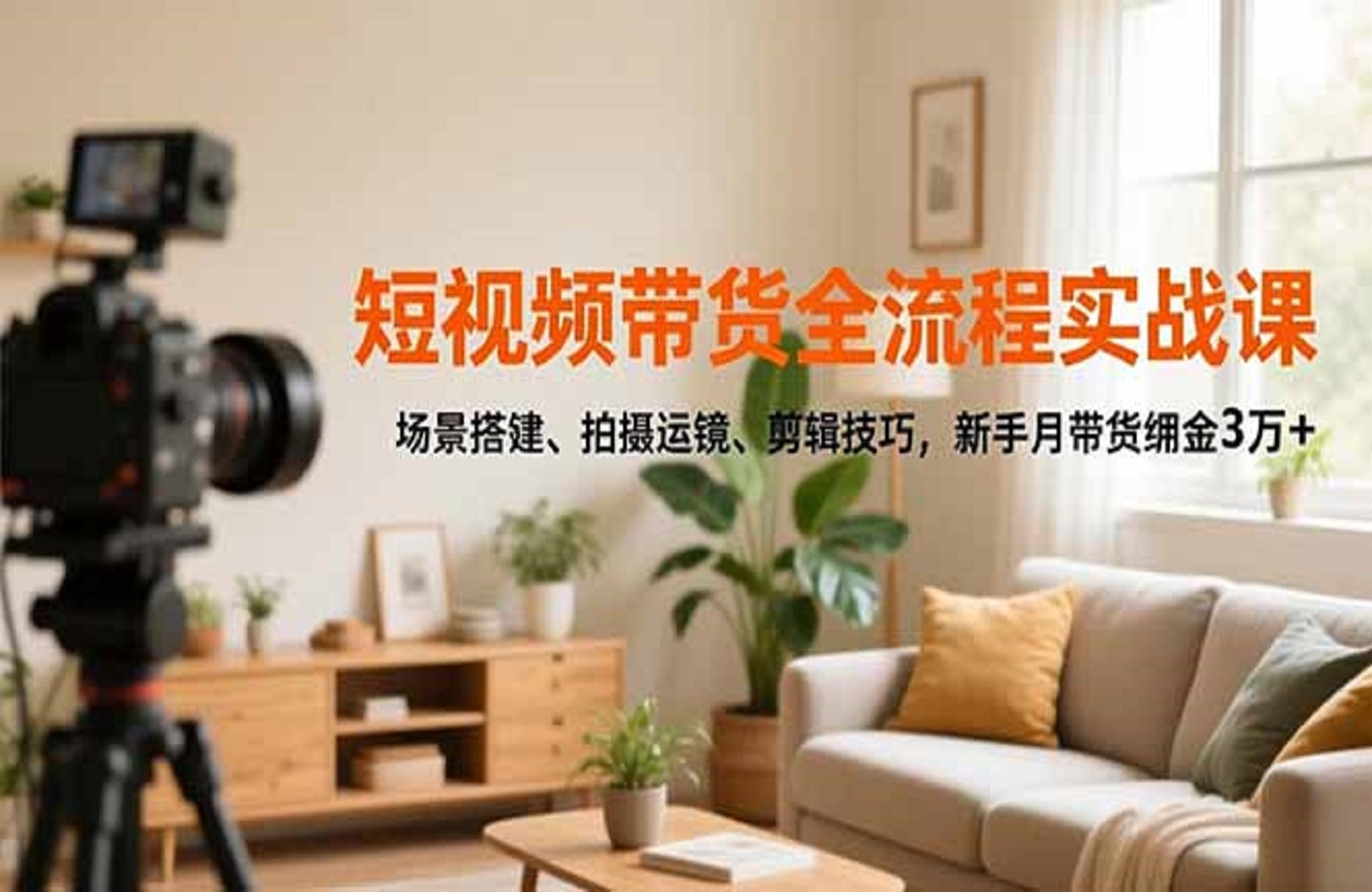 短视频带货全流程实战课，场景搭建、拍摄运镜、剪辑技巧，新手月带货佣金3万+-创课星球网-金维维的个人IP平台