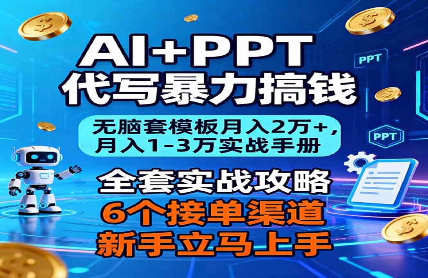 AI+PPT代写暴力搞钱：无脑套模板月入2万+，月入1-3万实战手册-创课星球网-金维维的个人IP平台